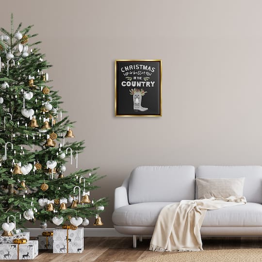 Stupell Industries Christmas Better In Country Phrase Framed Floater Canvas Wall Art